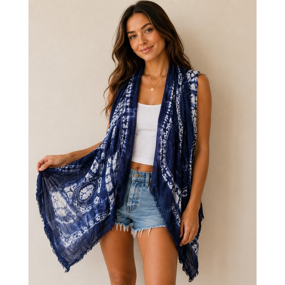 Women's Evereve Kimono One Size Indigo Batik Tie Dye